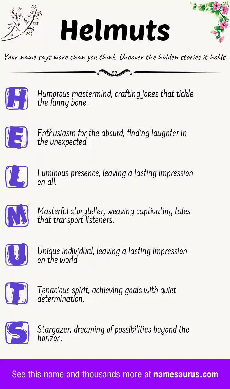 Acrostic poem about Helmuts.