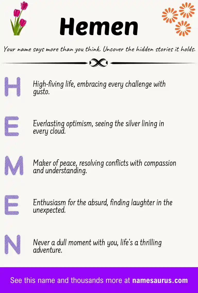 Acrostic poem about Hemen.