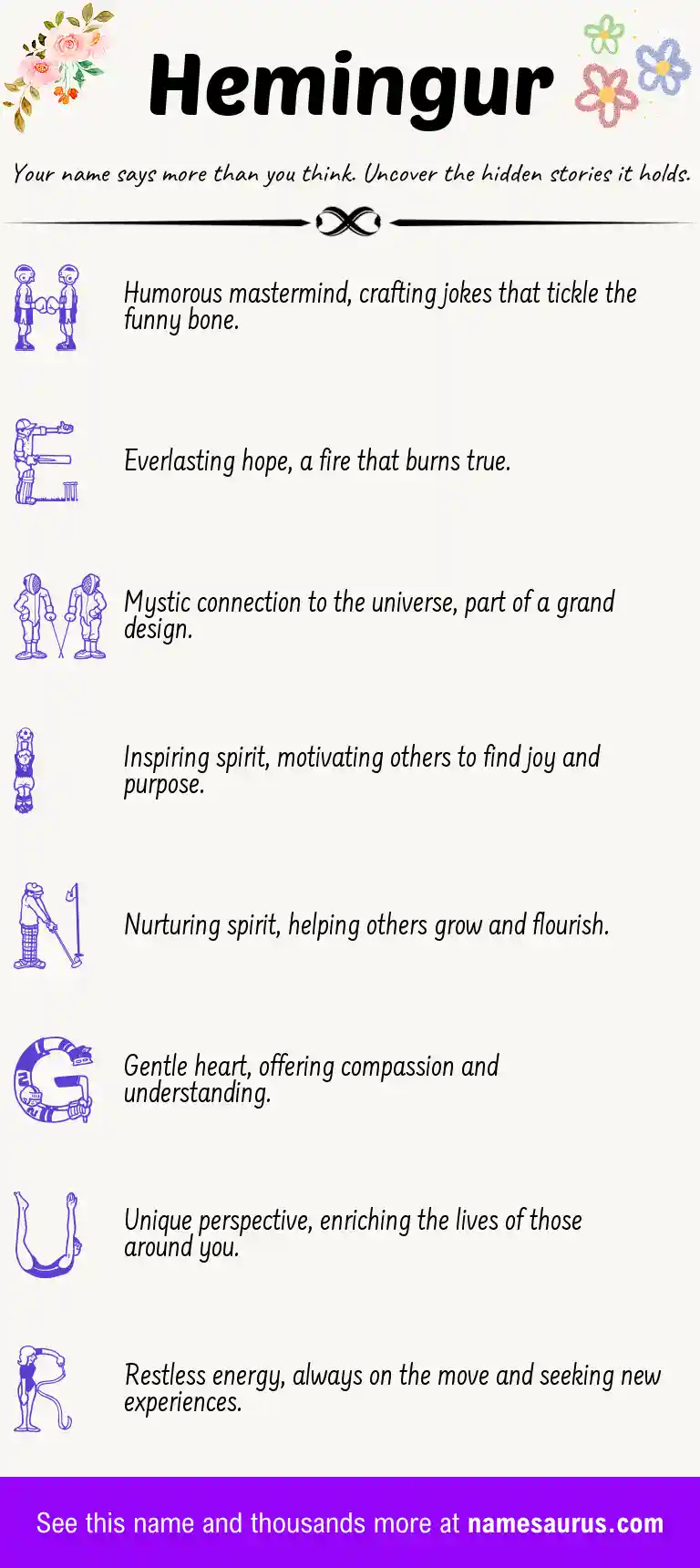 Acrostic poem about Hemingur.