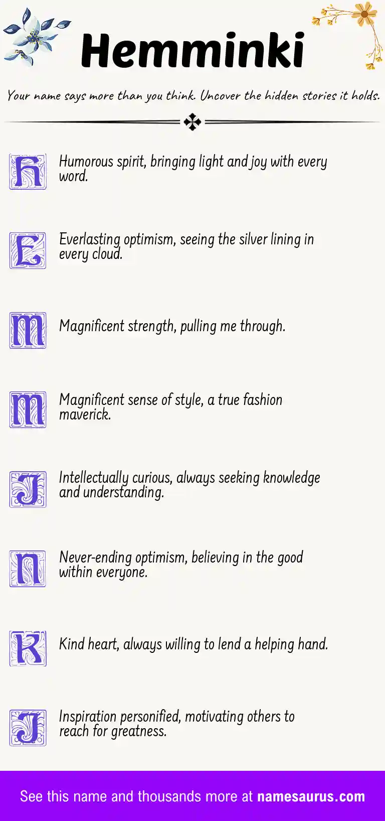 Acrostic poem about Hemminki.