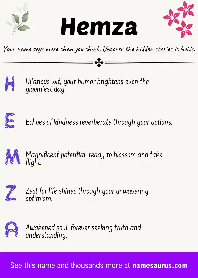 Acrostic poem about Hemza.