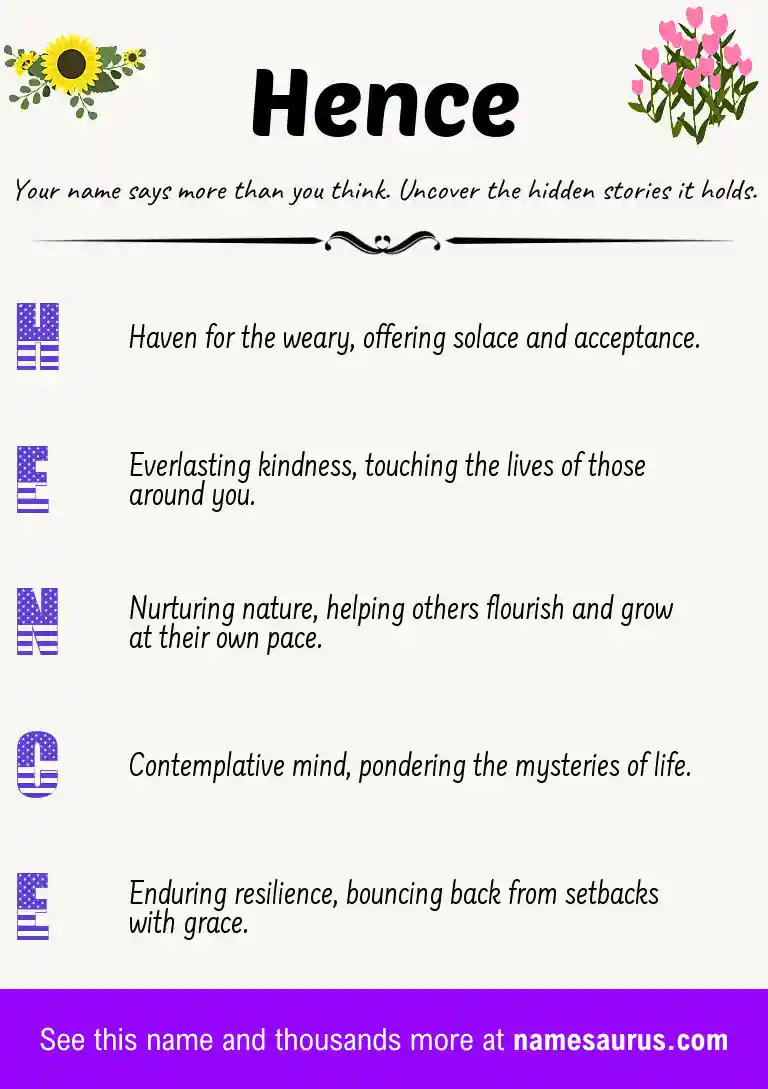 Acrostic poem about Hence.