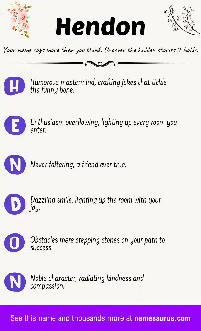 Acrostic poem about Hendon.
