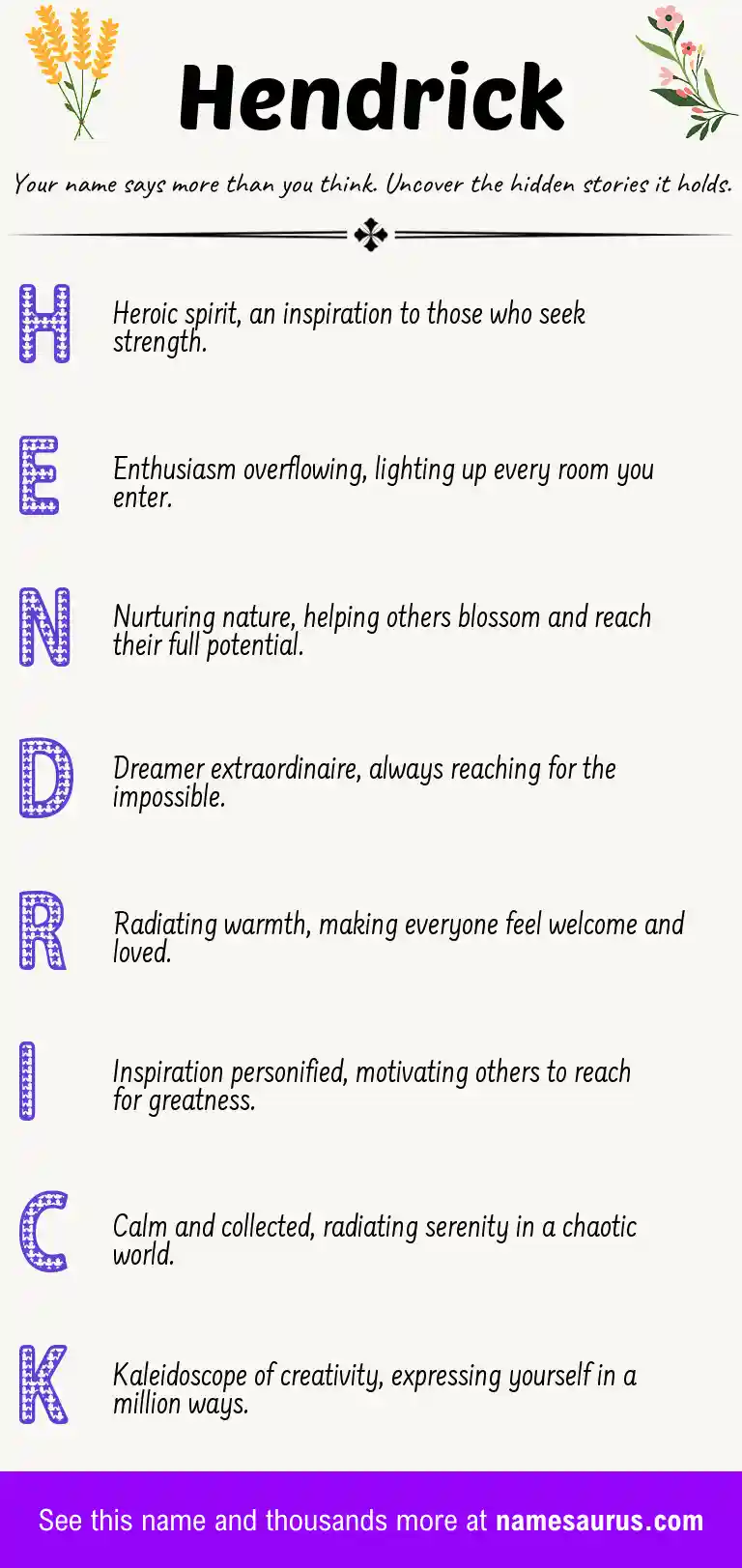 Acrostic poem about Hendrick.