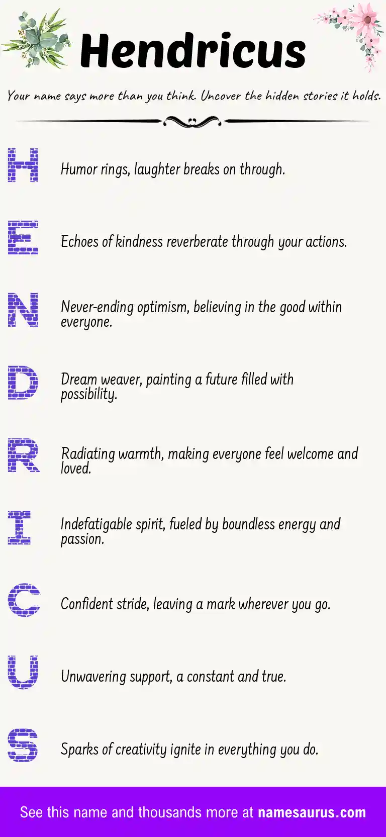 Acrostic poem about Hendricus.