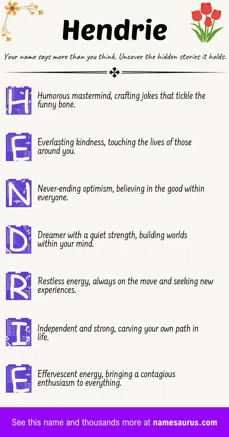Acrostic poem about Hendrie.