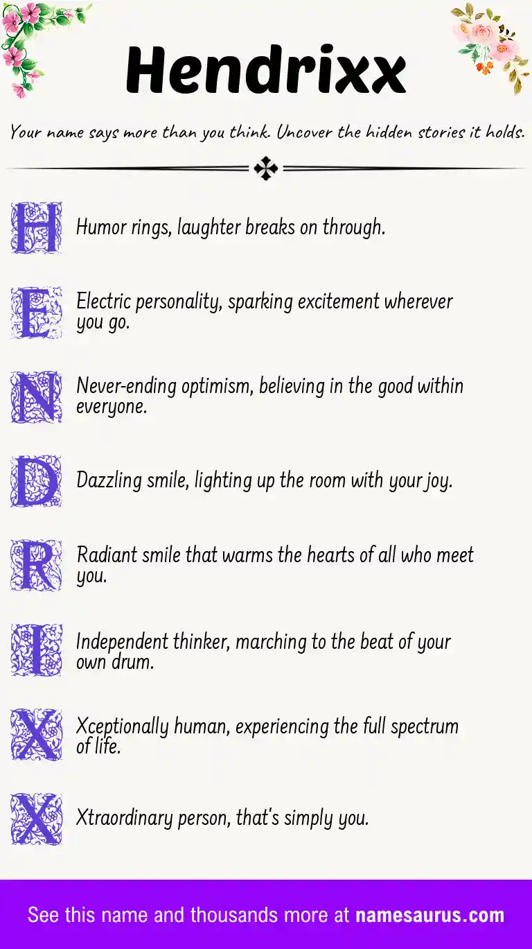 Acrostic poem about Hendrixx.
