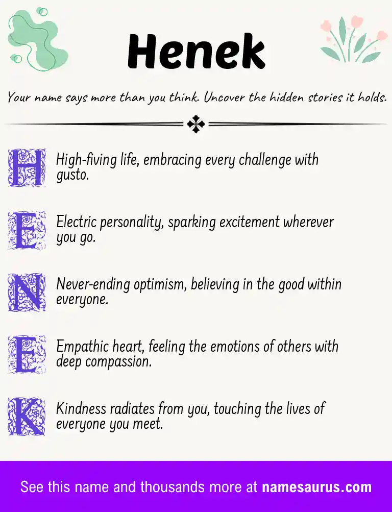 Acrostic poem about Henek.