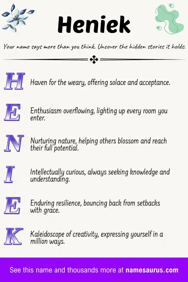Acrostic poem about Heniek.