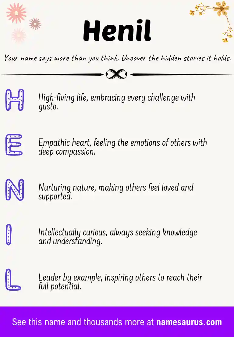 Acrostic poem about Henil.