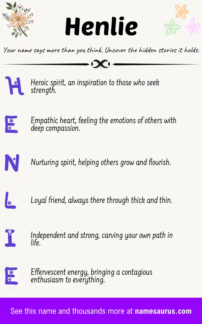 Acrostic poem about Henlie.