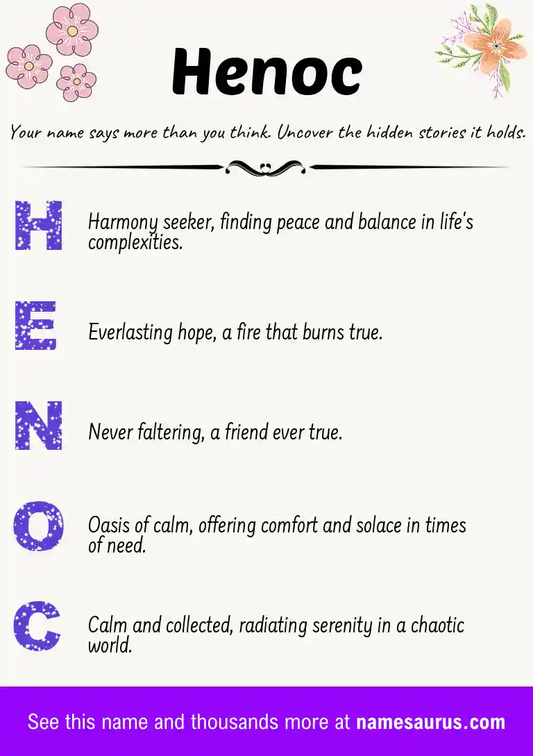 Acrostic poem about Henoc.