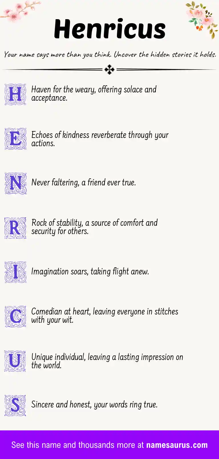 Acrostic poem about Henricus.