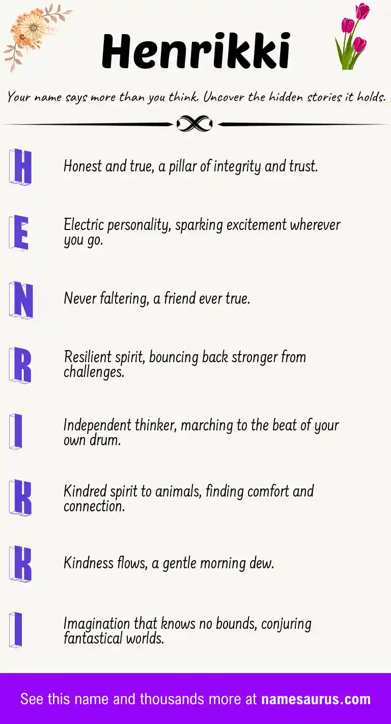 Acrostic poem about Henrikki.