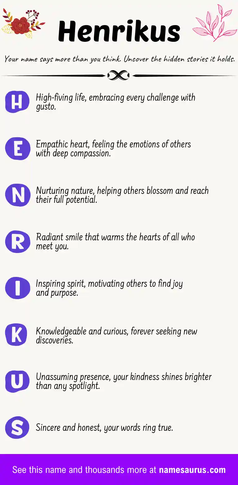 Acrostic poem about Henrikus.