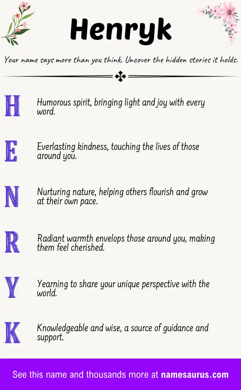 Acrostic poem about Henryk.