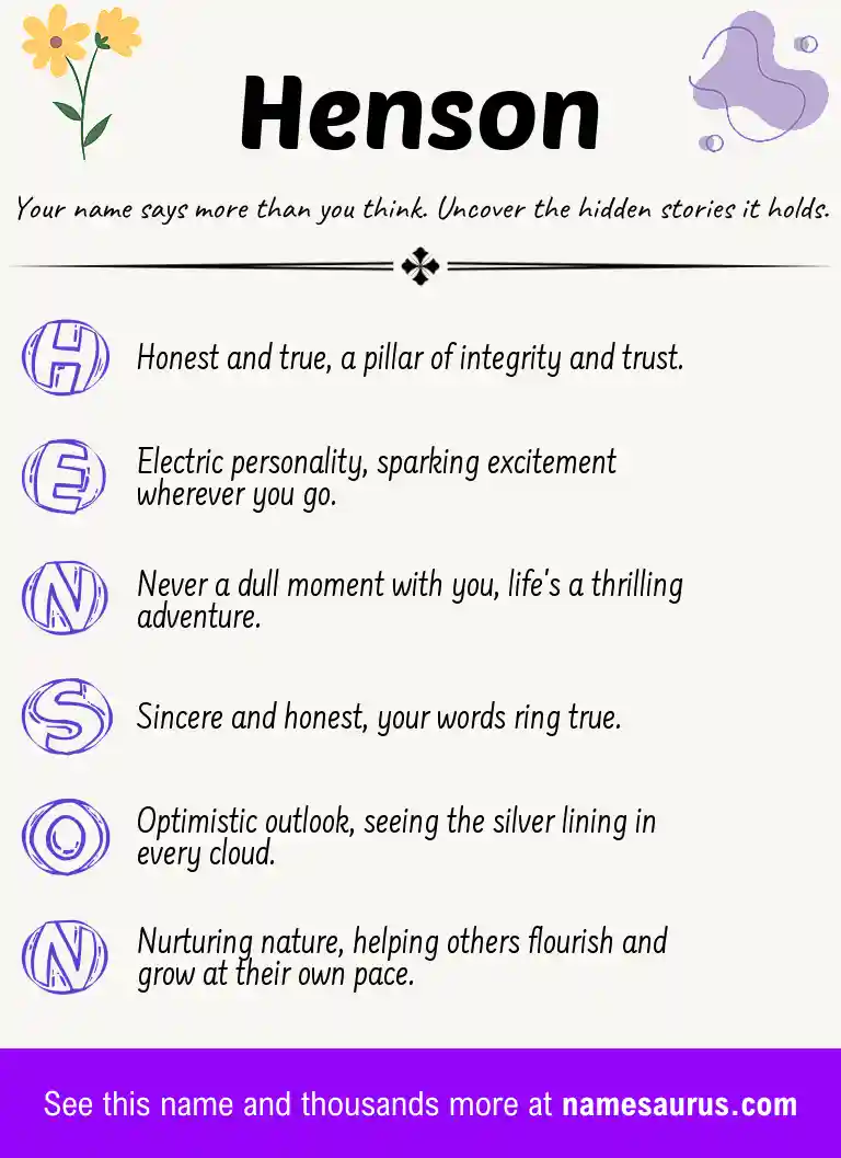 Acrostic poem about Henson.