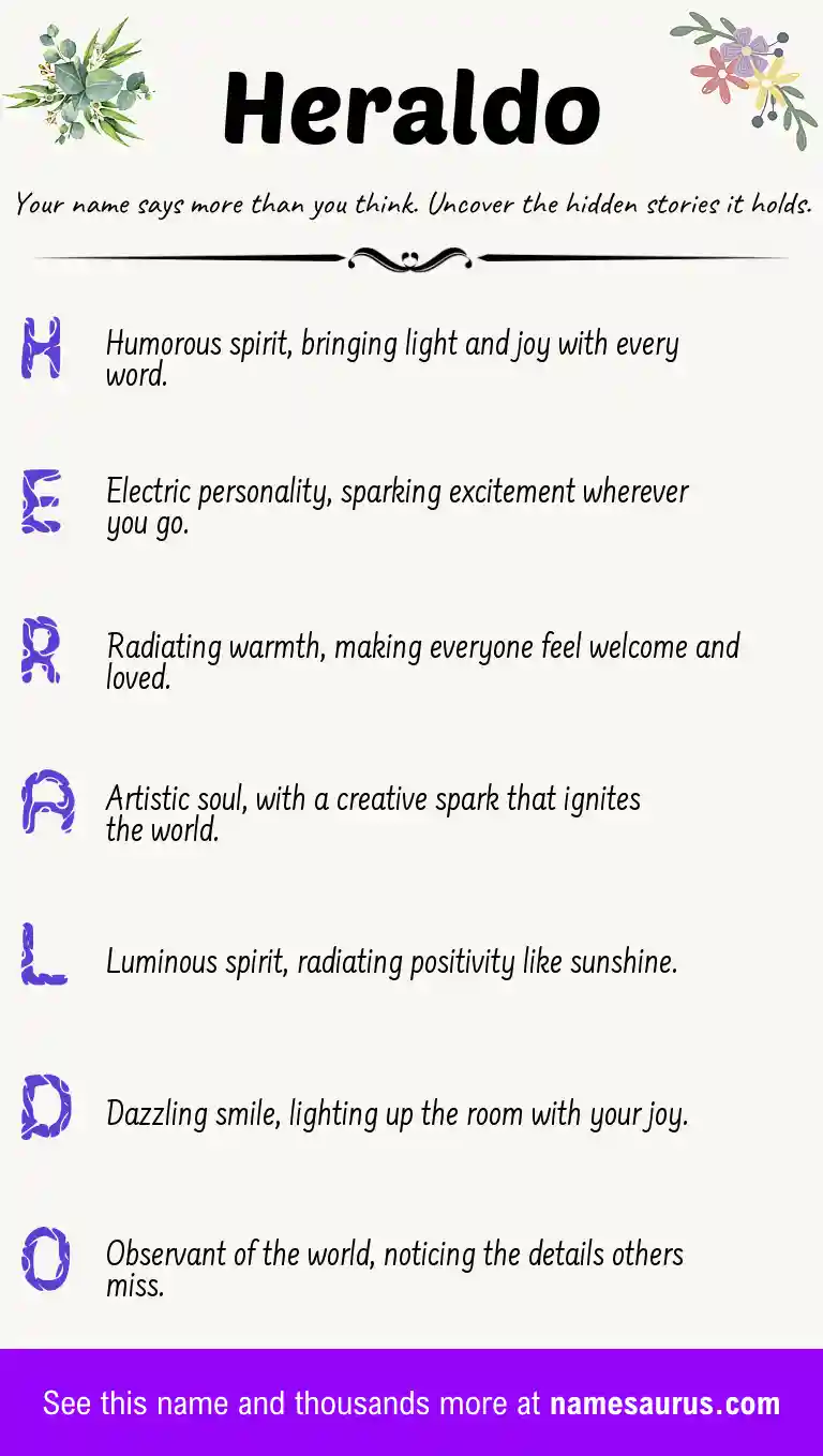 Acrostic poem about Heraldo.