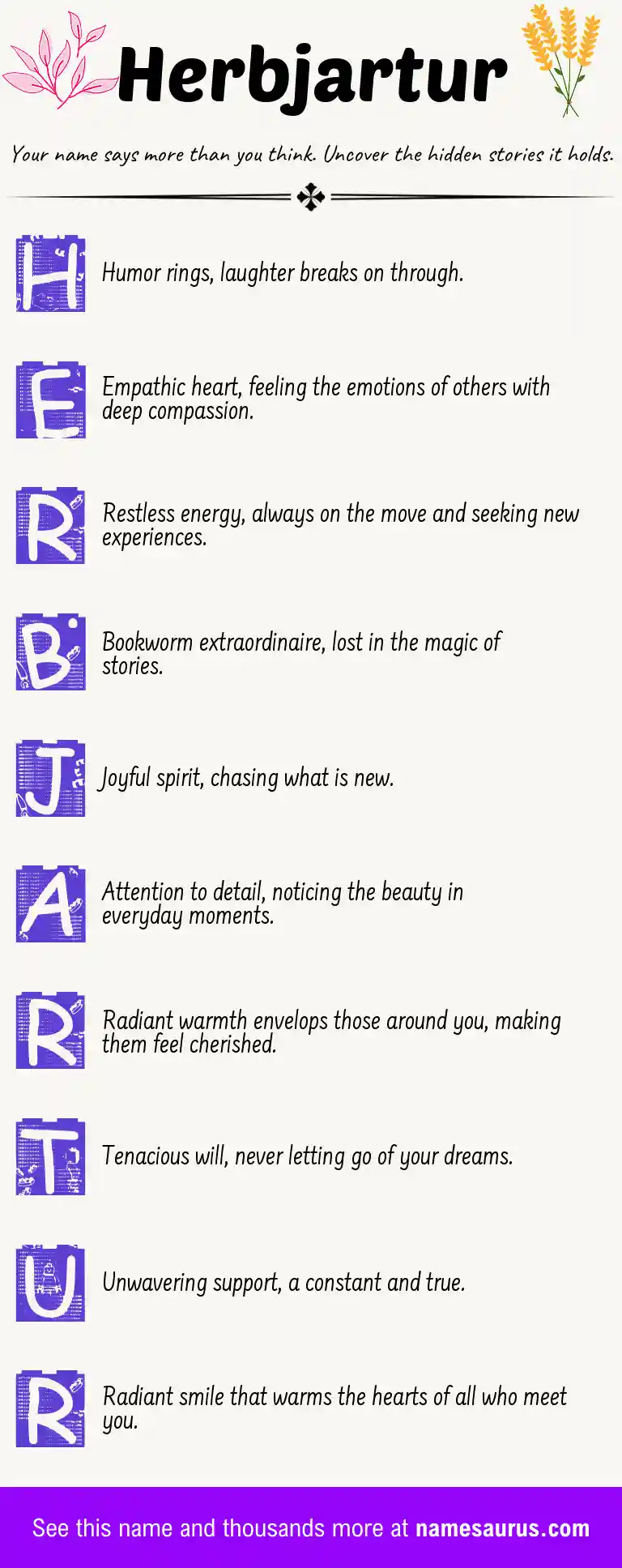 Acrostic poem about Herbjartur.
