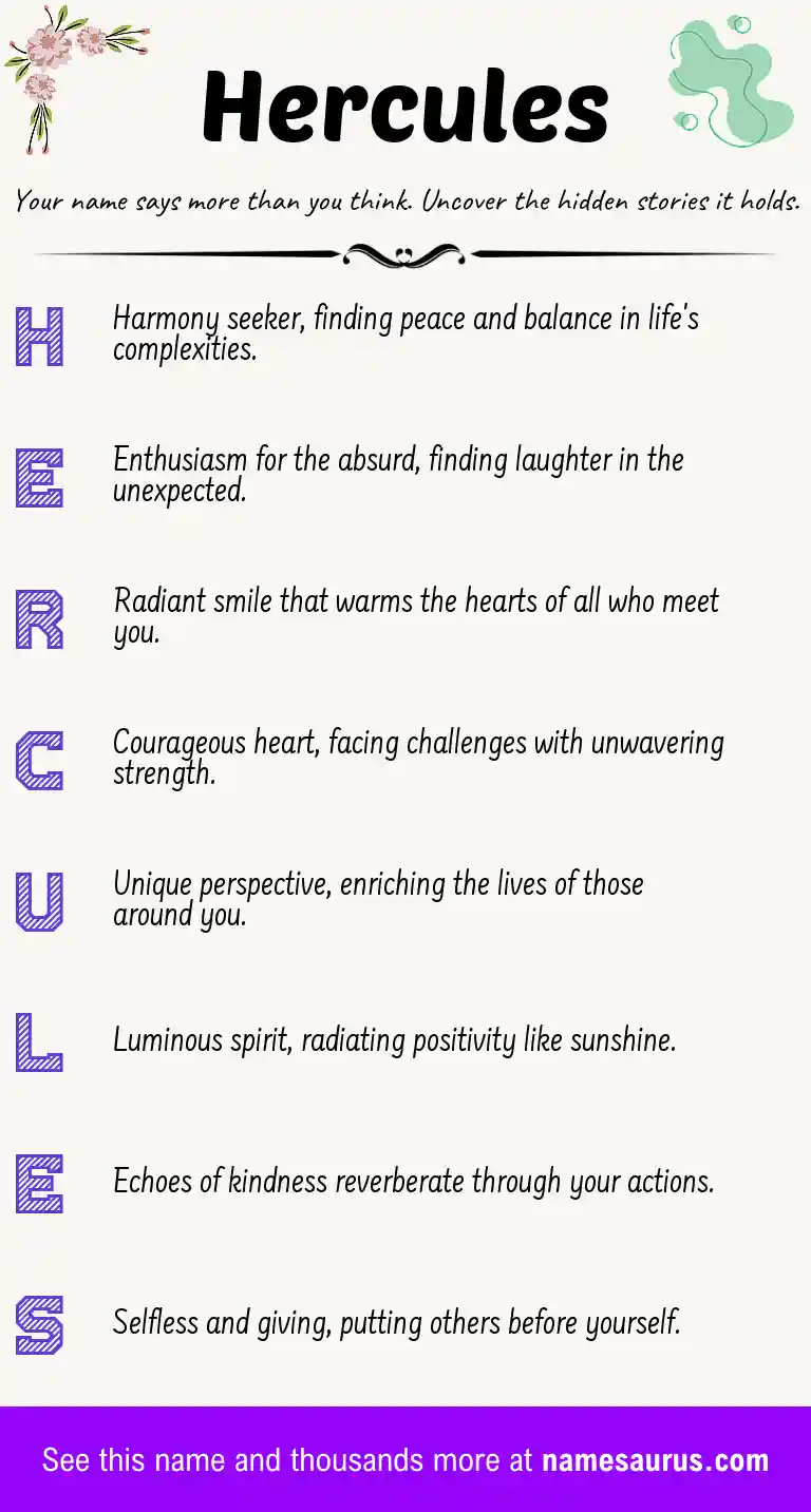 Acrostic poem about Hercules.