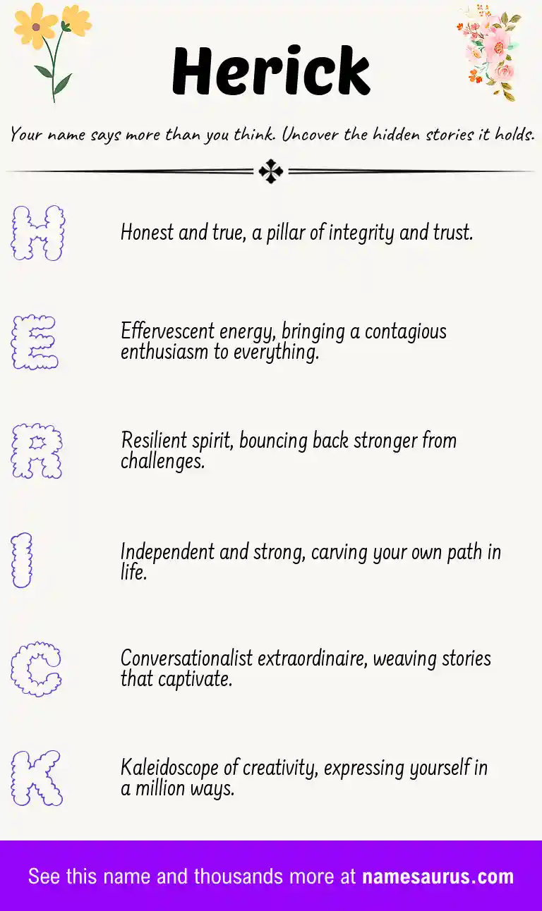 Acrostic poem about Herick.