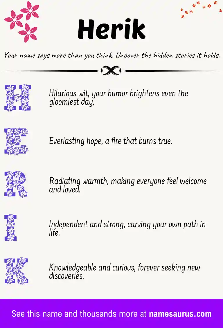 Acrostic poem about Herik.