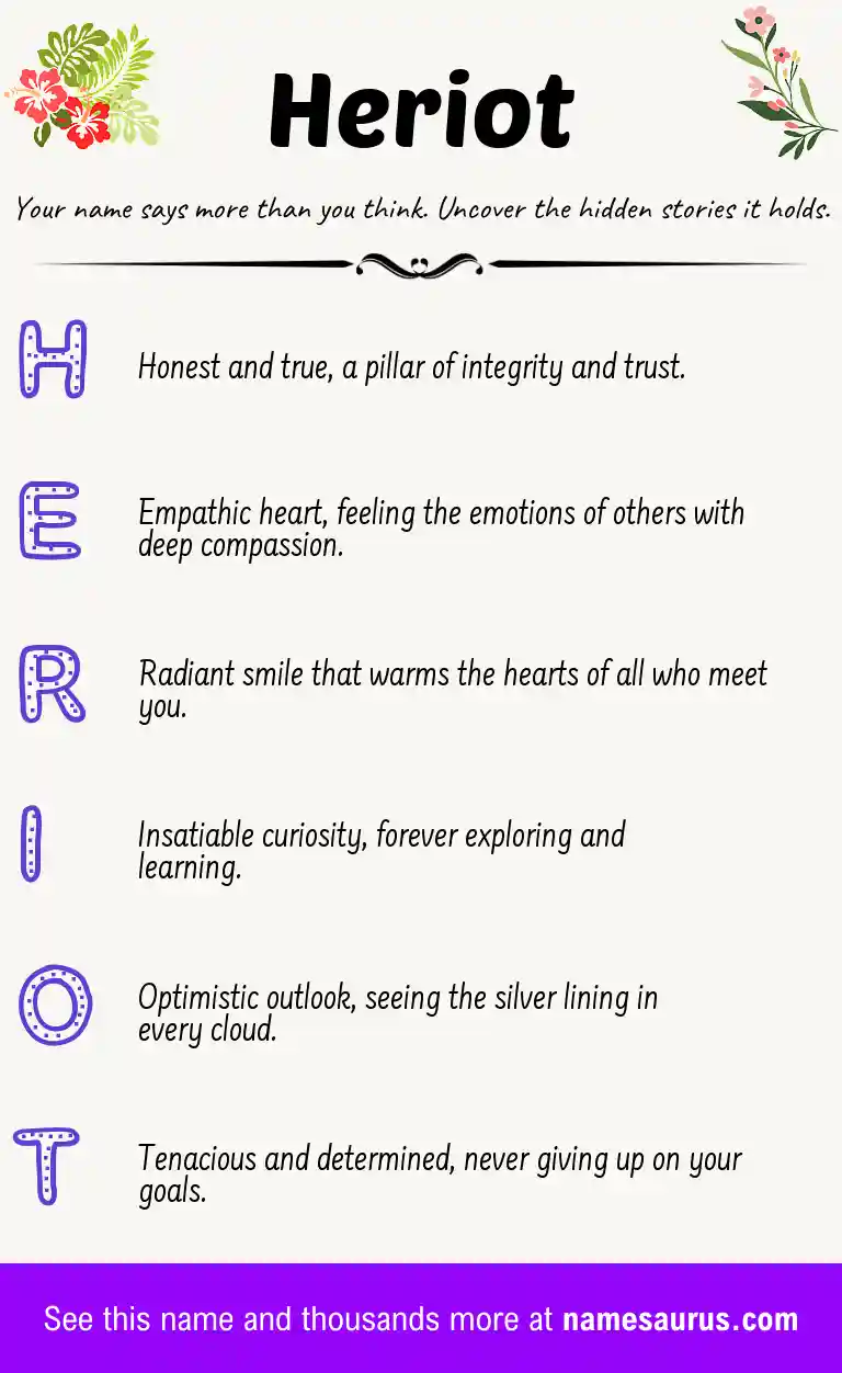 Acrostic poem about Heriot.