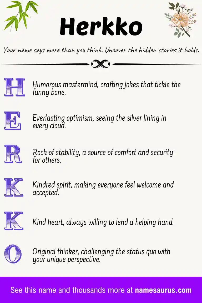 Acrostic poem about Herkko.
