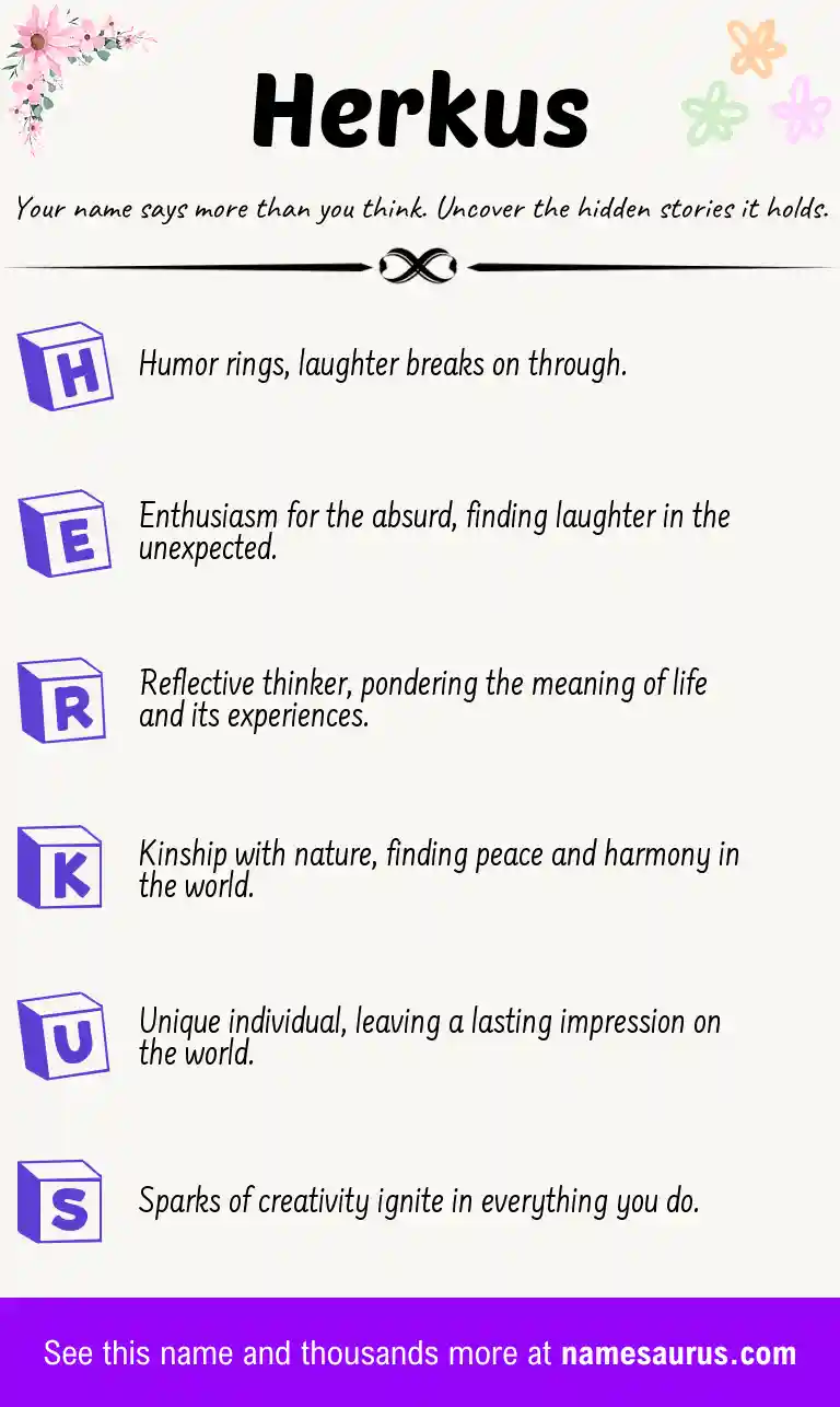 Acrostic poem about Herkus.