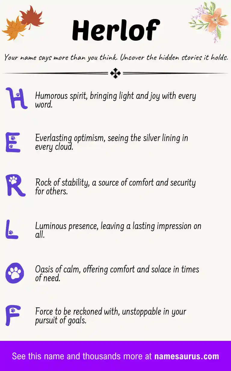 Acrostic poem about Herlof.