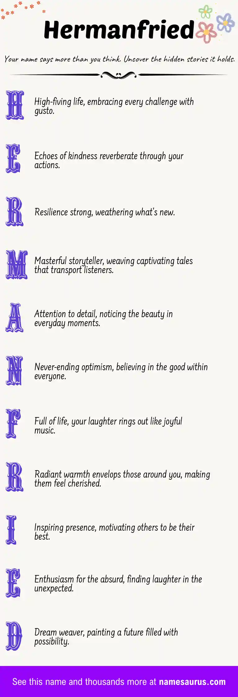 Acrostic poem about Hermanfried.