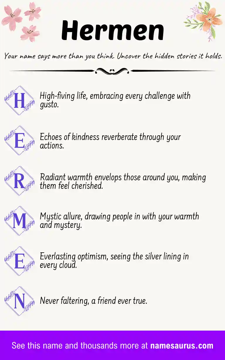 Acrostic poem about Hermen.