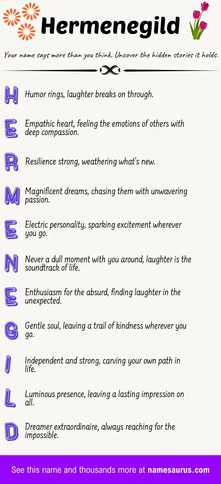 Acrostic poem about Hermenegild.