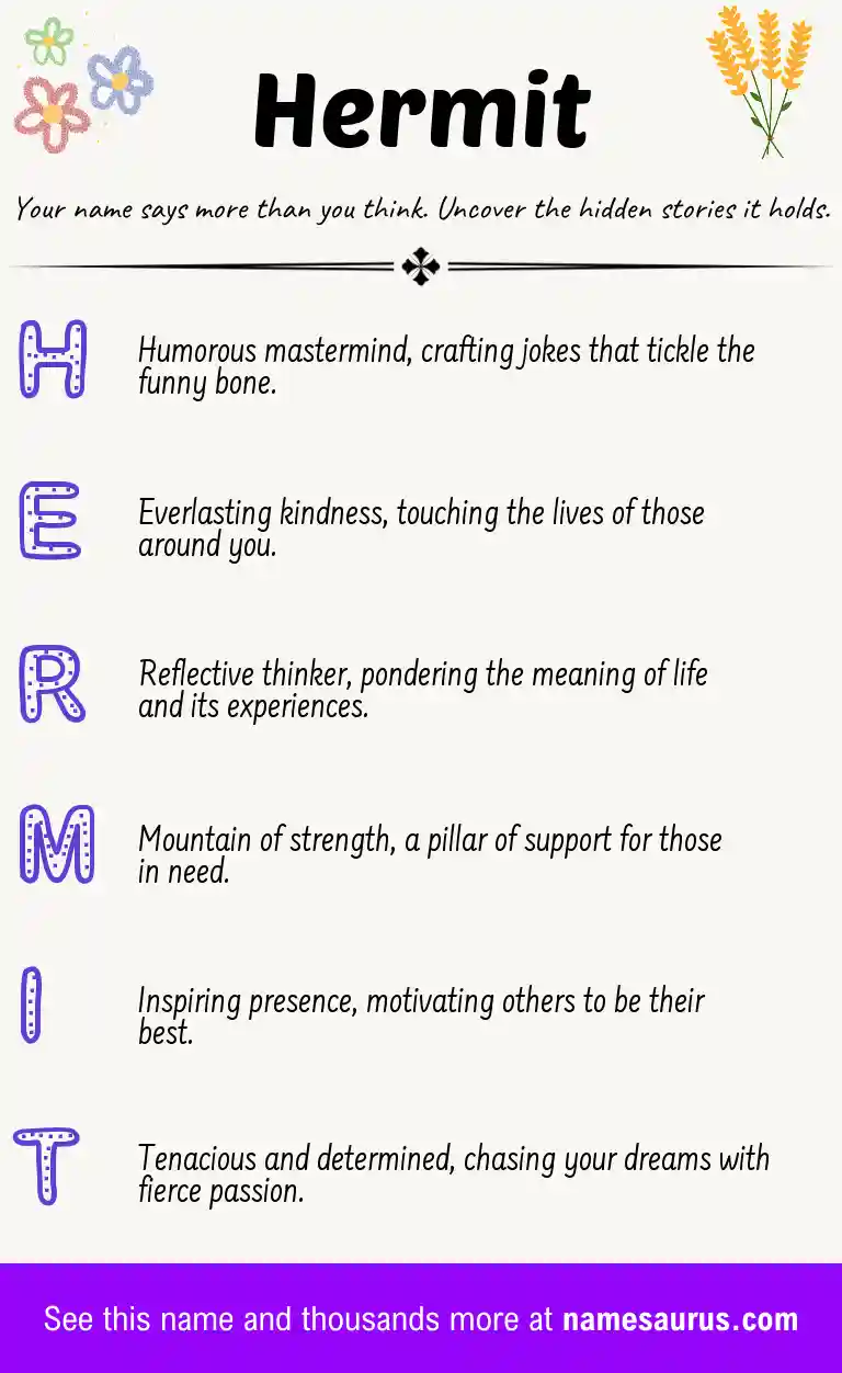 Acrostic poem about Hermit.