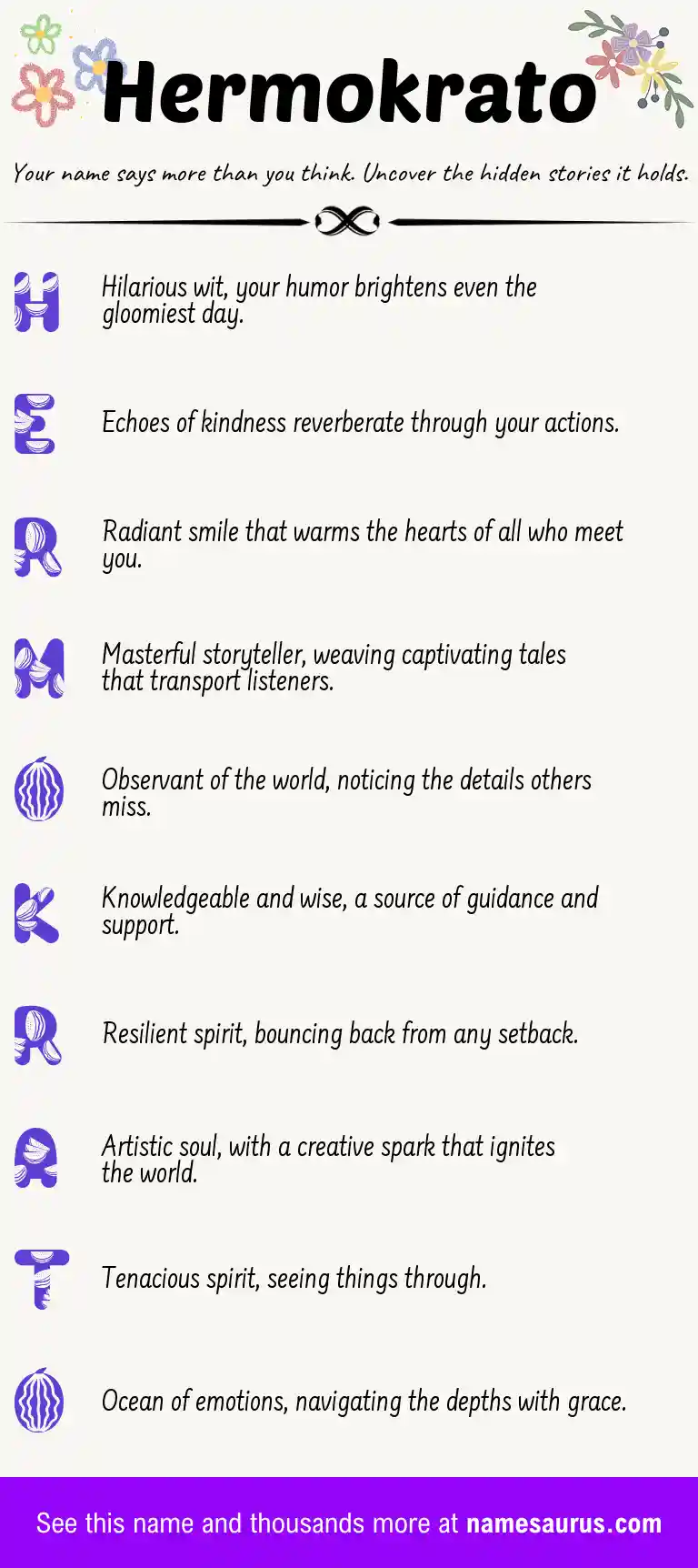 Acrostic poem about Hermokrato.