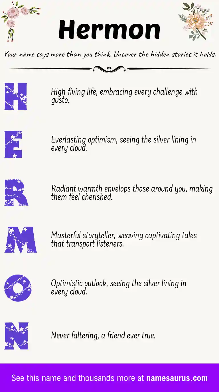 Acrostic poem about Hermon.