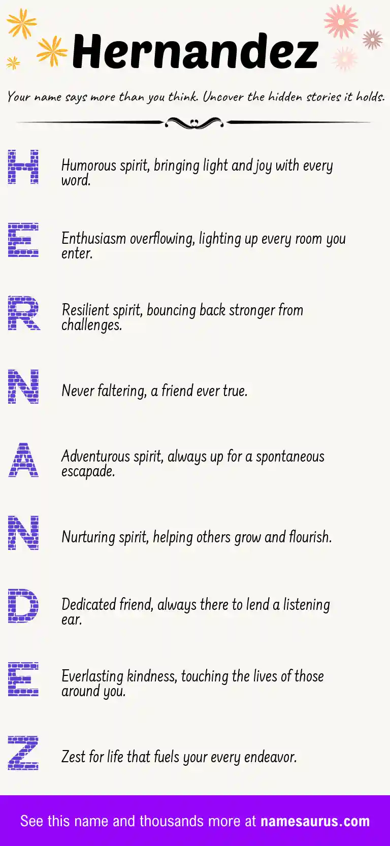 Acrostic poem about Hernandez.