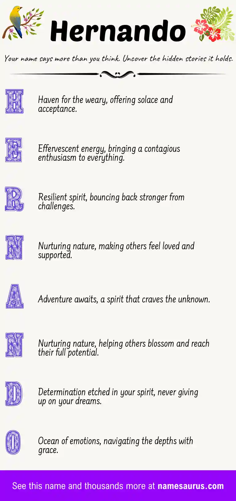 Acrostic poem about Hernando.