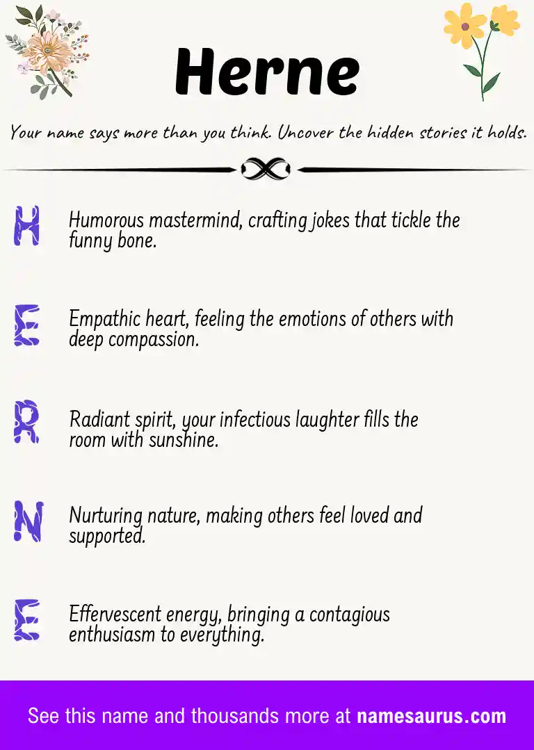 Acrostic poem about Herne.
