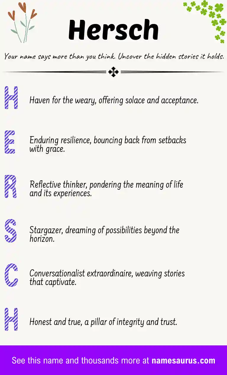 Acrostic poem about Hersch.