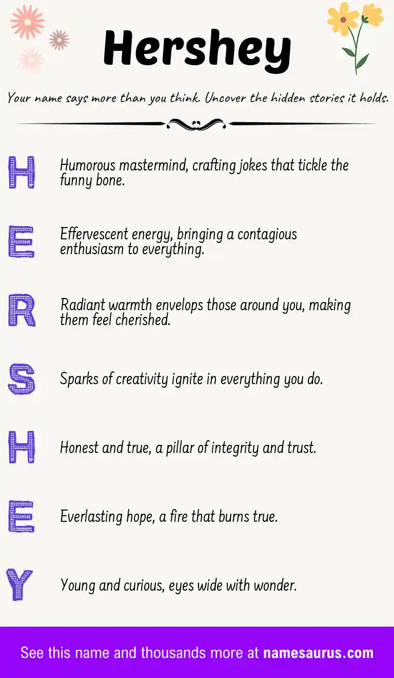 Acrostic poem about Hershey.