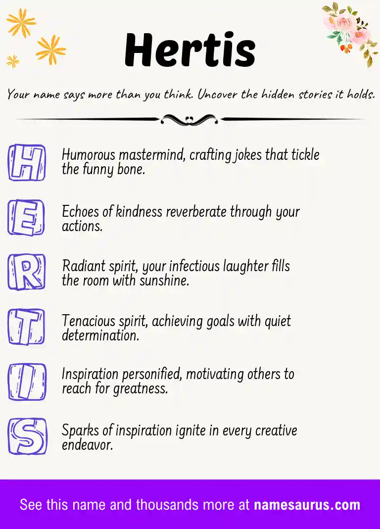 Acrostic poem about Hertis.
