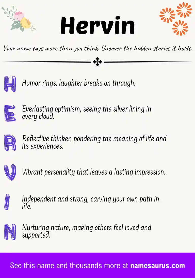 Acrostic poem about Hervin.