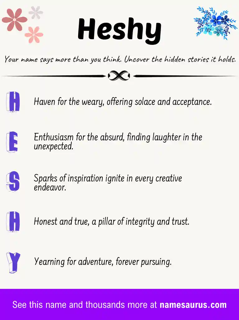 Acrostic poem about Heshy.
