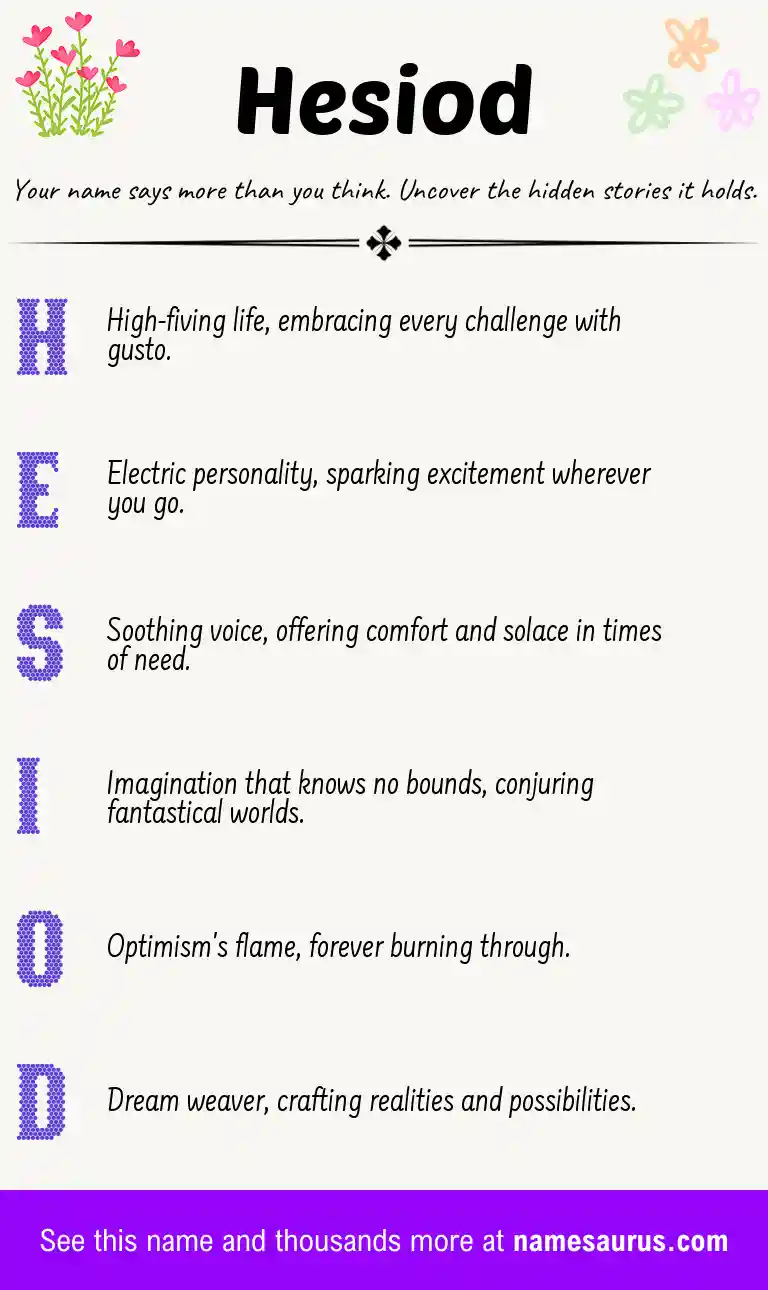 Acrostic poem about Hesiod.