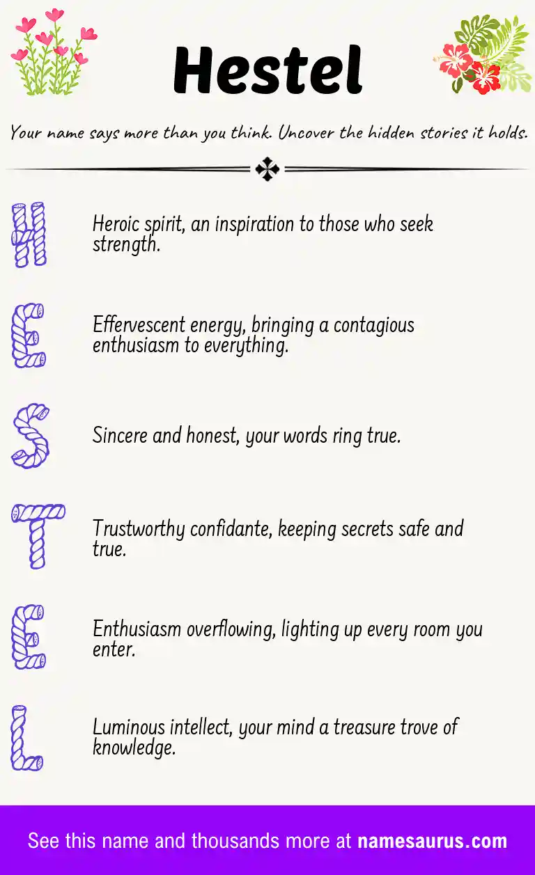 Acrostic poem about Hestel.