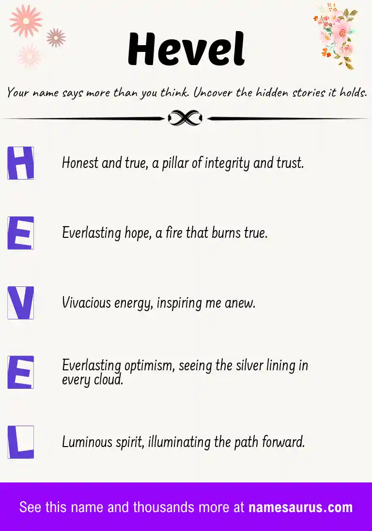 Acrostic poem about Hevel.