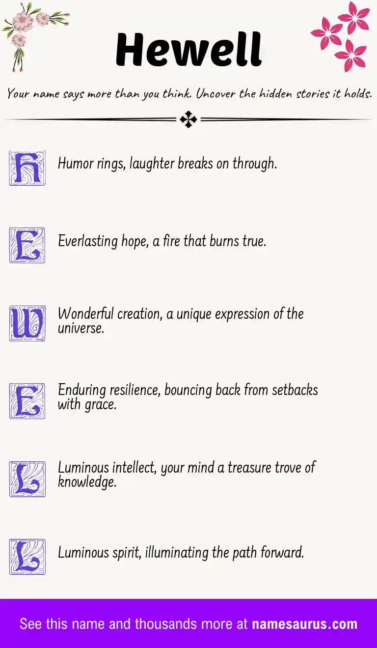 Acrostic poem about Hewell.