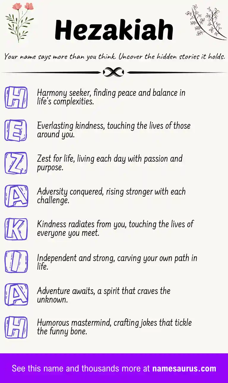 Acrostic poem about Hezakiah.