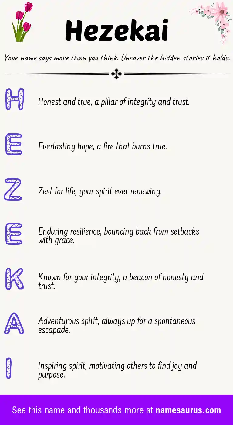 Acrostic poem about Hezekai.